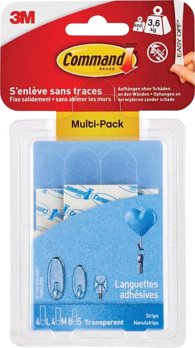 3M Command Strips 16 Stuks - Transparant