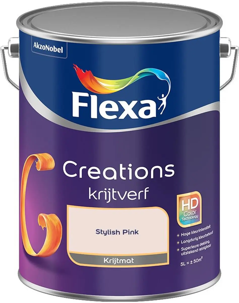 Flexa Creations Muurverf Krijt Stylish Pink 5L