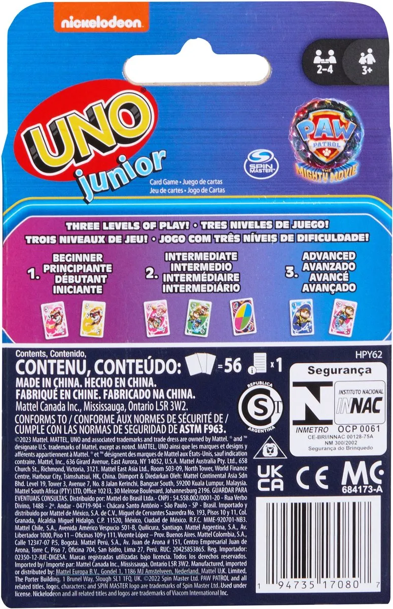Mattel Games UNO Junior Paw Patrol The Mighty Movie - Kaartspel