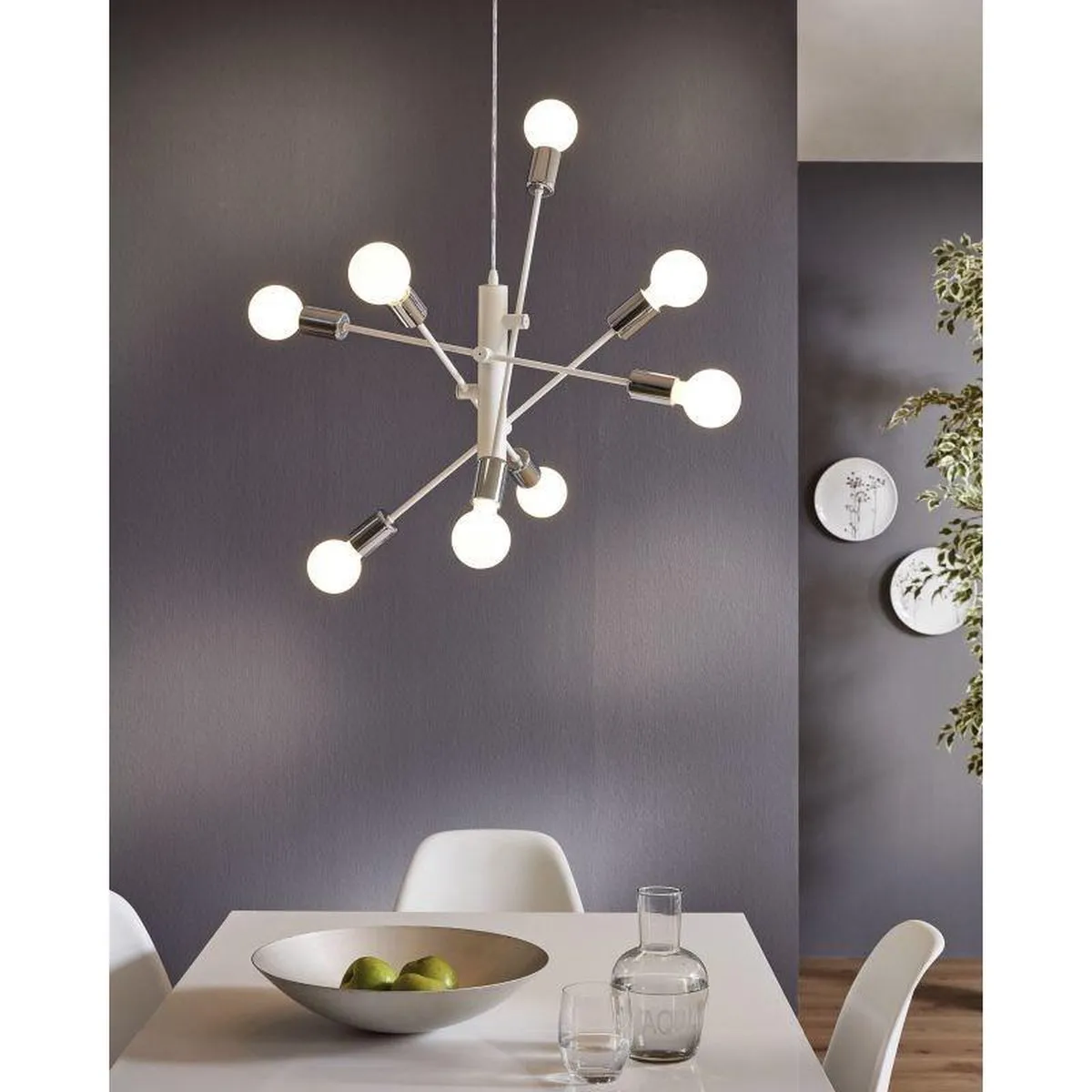 Eglo Gradoli Plafondverlichting 8x E27 - Wit/Chroom