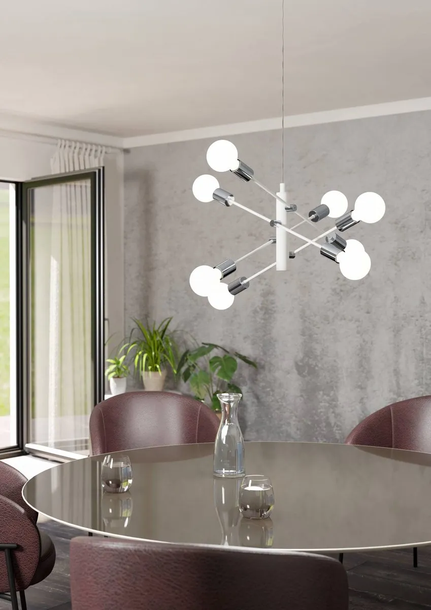 Eglo Gradoli Plafondverlichting 8x E27 - Wit/Chroom
