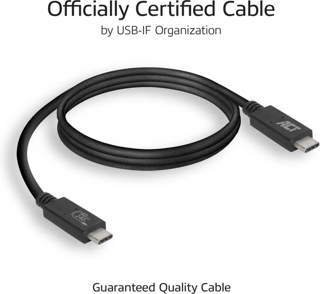 ACT Thunderbolt 4 Kabel AC7451 - USB4 40Gbps - 80cm - Zwart