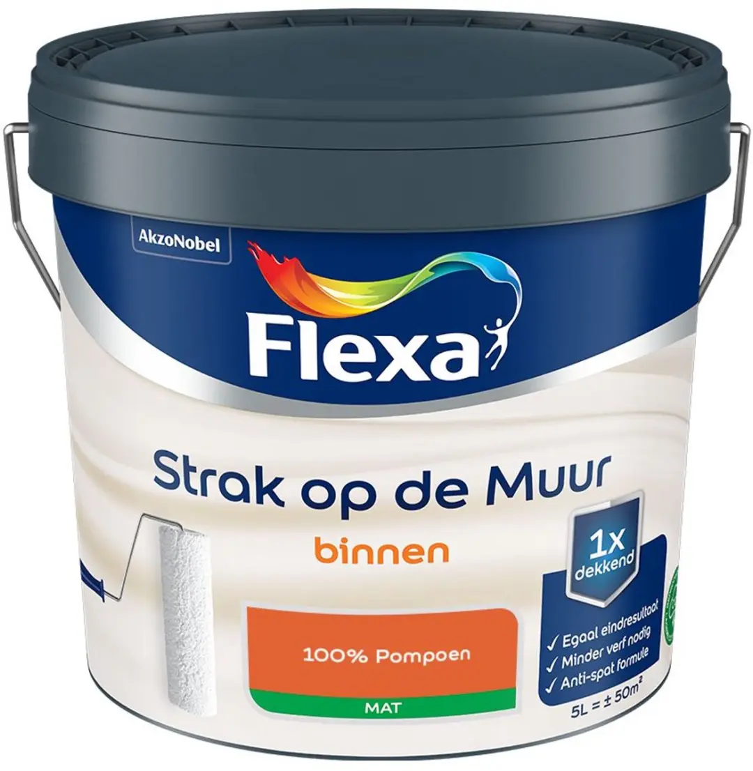 Flexa Strak Op De Muur Binnen Mat Mengverf 100% Pompoen 5L