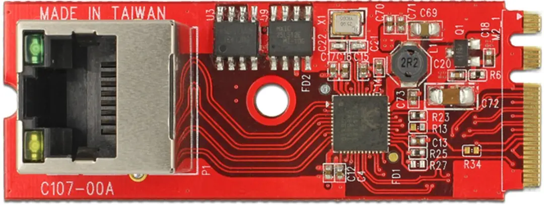 Delock M.2 Key A+E naar RJ45 Gigabit LAN Converter - Rood
