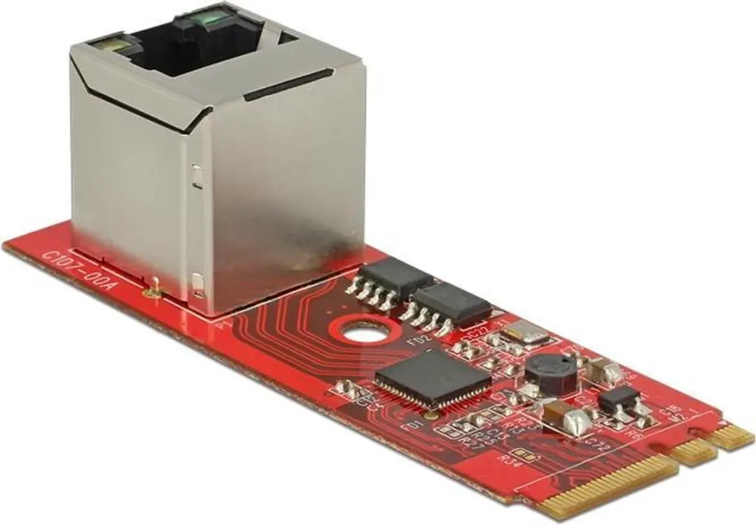 Delock M.2 Key A+E naar RJ45 Gigabit LAN Converter - Rood