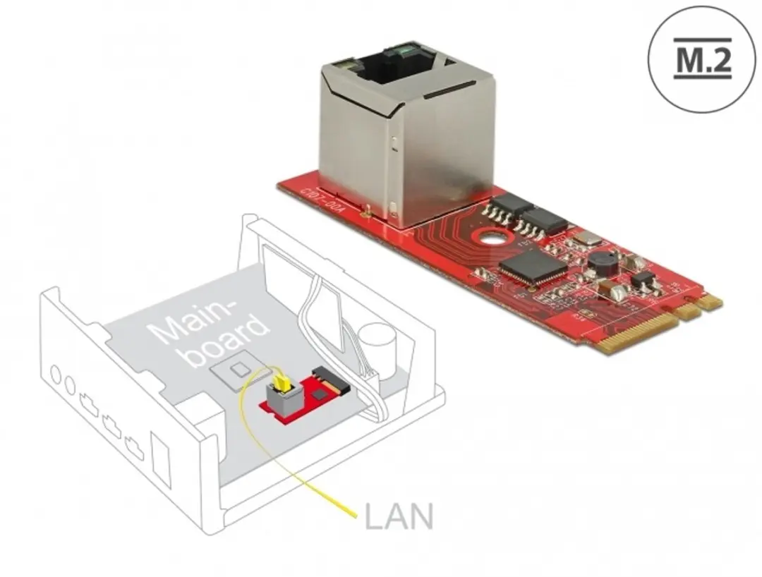 Delock M.2 Key A+E naar RJ45 Gigabit LAN Converter
