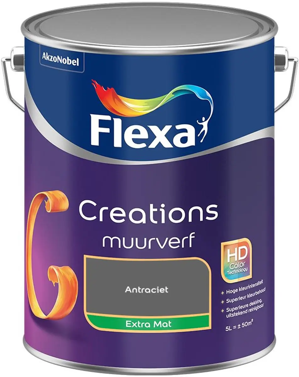 Flexa Creations Muurverf Extra Mat Antraciet
