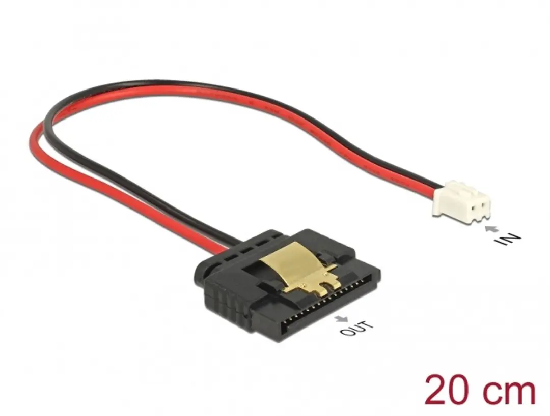 Delock 2-pins Vrouwelijk naar SATA Stroomkabel 20cm