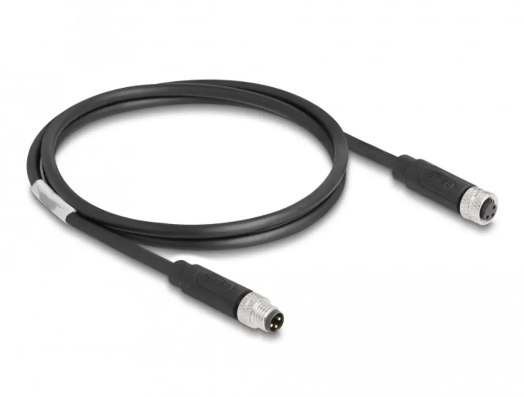 Delock M8 3 Pin A-gestuurd Kabel - 1m - Zwart
