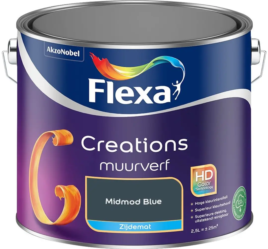 Flexa Creations Muurverf Zijdemat Midmod Blue 2,5L