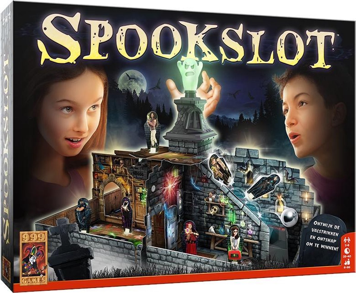 999 Games - Spookslot - Bordspel - Prachtig 3D-kasteel met 4 bewegende vallen - Kinderspel - Gezelschapsspel - Klassiek bordspel
