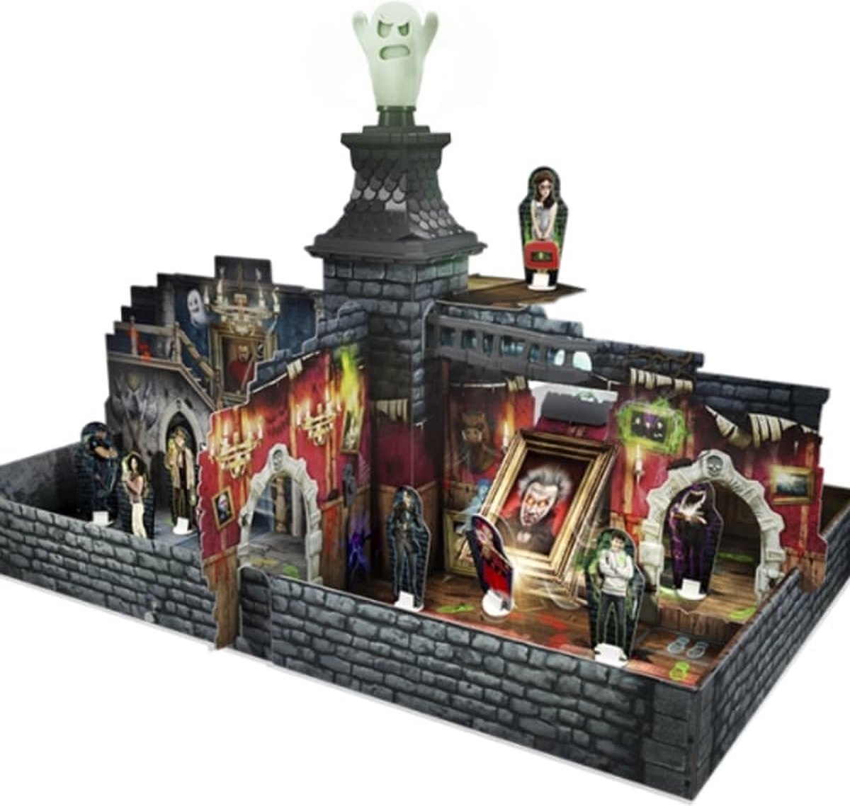 999 Games - Spookslot - Bordspel - Prachtig 3D-kasteel met 4 bewegende vallen - Kinderspel - Gezelschapsspel - Klassiek bordspel