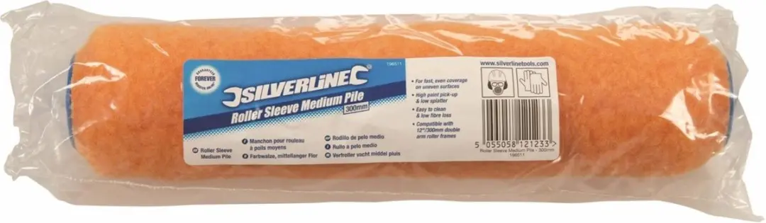 Silverline Verfroller Schapenvacht 300mm - Medium Pluis - Zwart