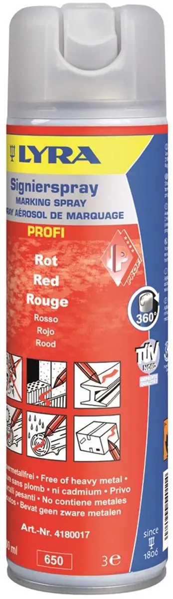 Lyra Markeerspray 500ml - Rood