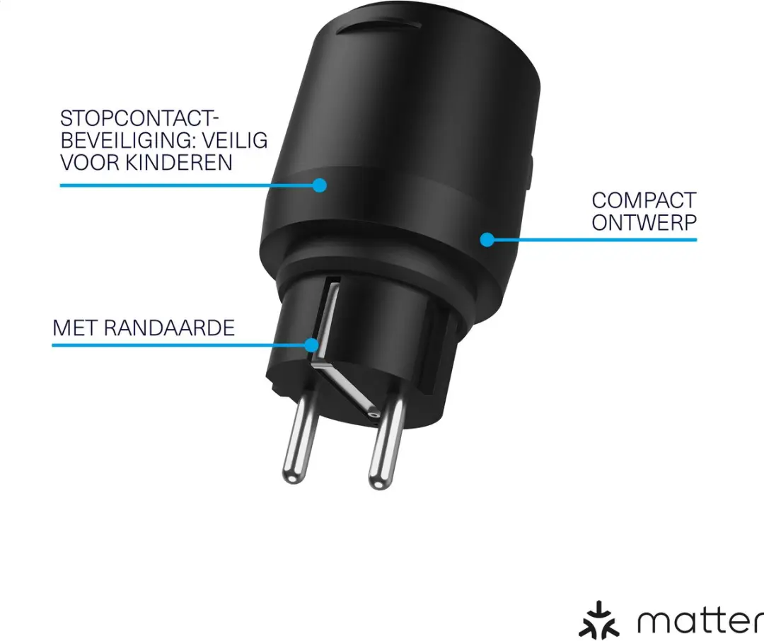KlikAanKlikUit MAGC-2300 Matter Buiten Stopcontactschakelaar - 2300W - Zwart