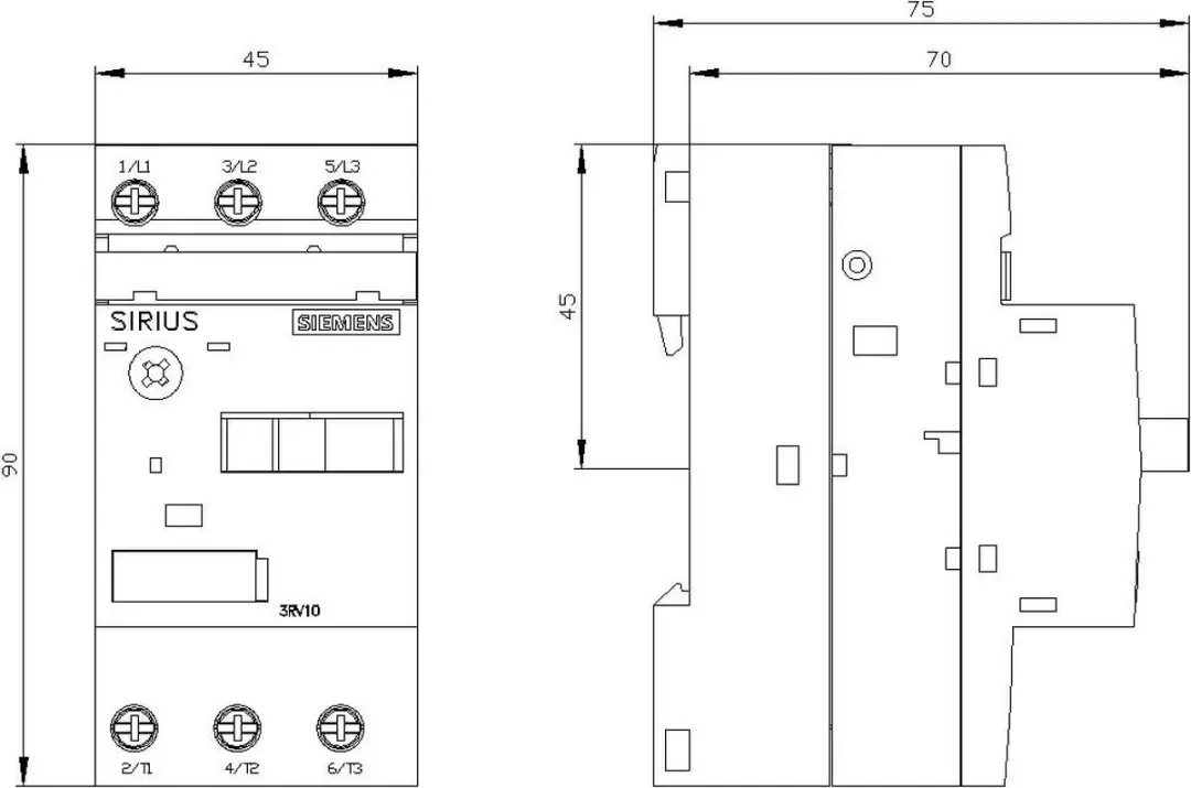 Siemens 3RV1011-1BA10 Vermogensschakelaar 1.4-2A - Wit/Zwart