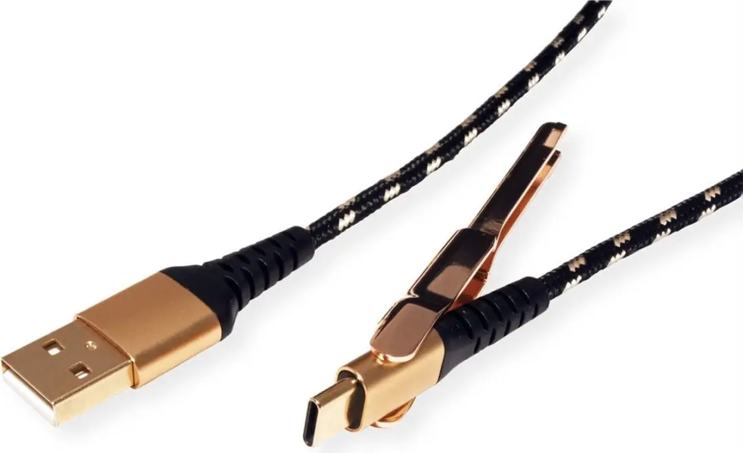 Roline GOLD USB 2.0 A/USB-C Kabel 1m - Zwart/Goud