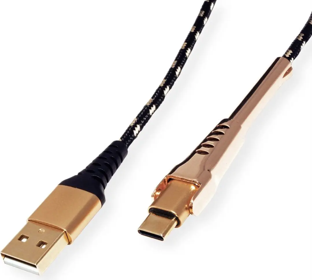 Roline GOLD USB 2.0 A/USB-C Kabel 1m - Zwart/Goud