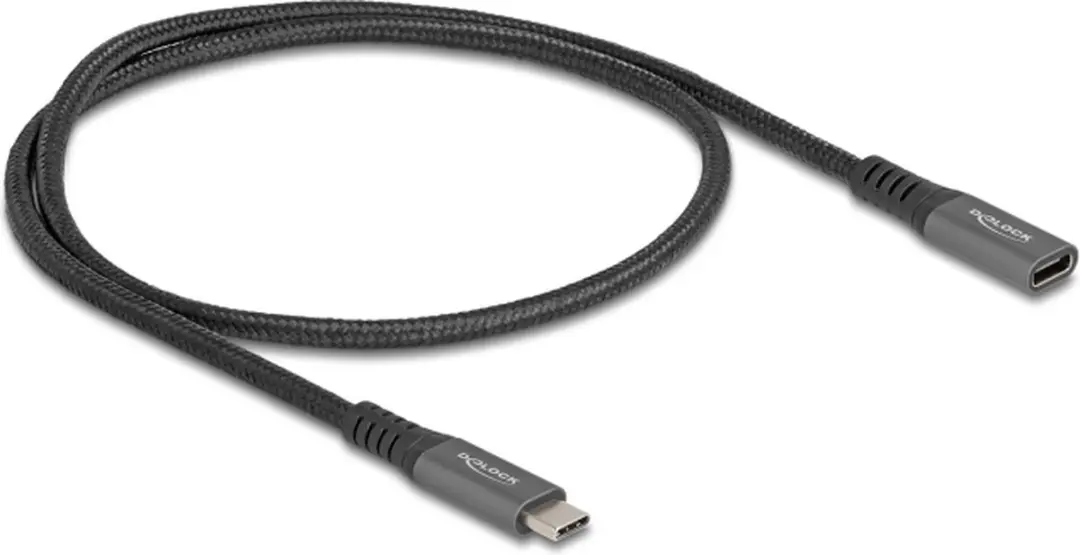 Delock USB-C Verlengkabel 10Gbps PD 100W 4K60 0,5m - Zwart/Grijs
