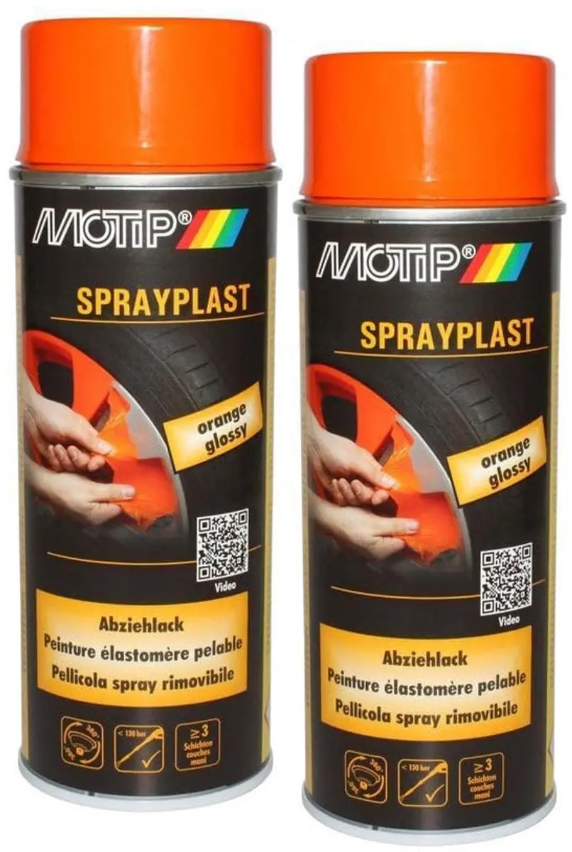 Motip Velgenspray Sprayplast-Set Oranje 2x400ml - afbeelding 2 van 3