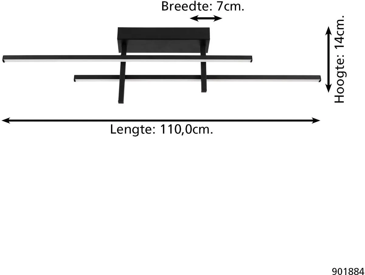 Eglo Trepiliano Plafondlamp LED 78.5cm - Zwart/Wit