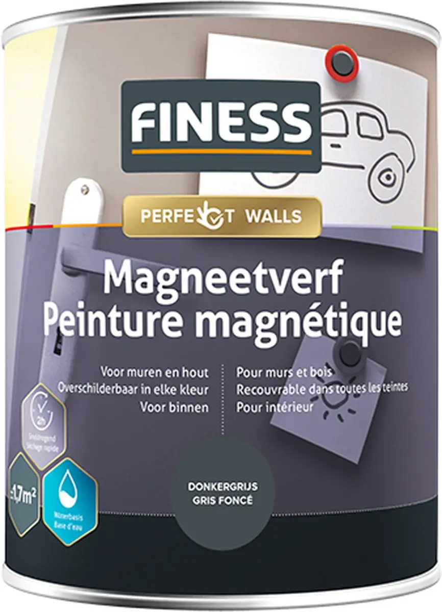 Finess Magneetverf Donkergrijs 1L