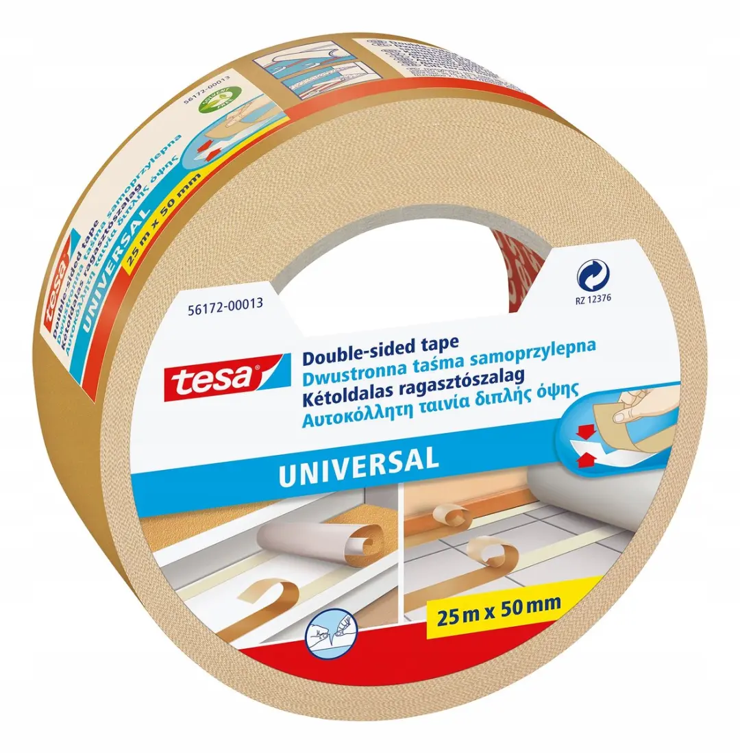 Tesa Universal Dubbelzijdige Tapijttape 25m x 50mm - 4 Stuks
