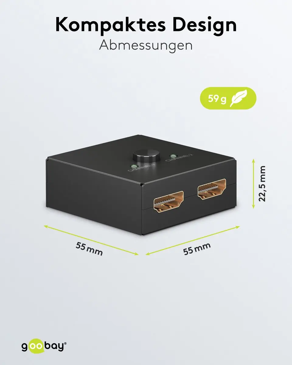 Goobay Bi-directionele HDMI Schakelaar 2 naar 1 - 4K 60Hz HDR - Zilver
