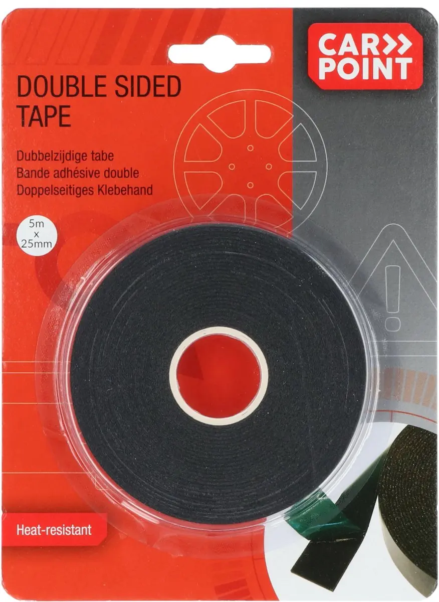 Carpoint Dubbelzijdige Tape 25mm x 5m - Zwart
