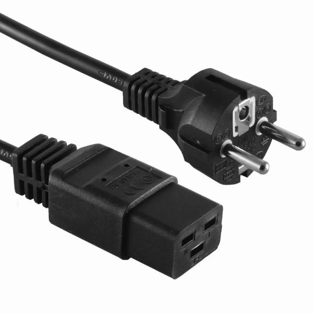 ACT Netsnoer Schuko CEE 7/7 - C19 IEC 60320 - 0,5m - Zwart