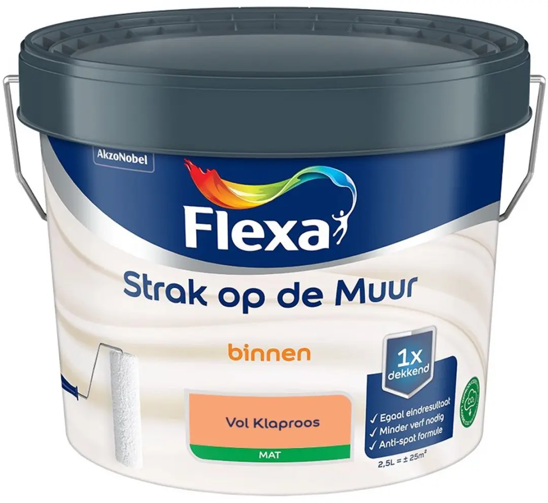 Flexa Strak Op De Muur Binnenmat Mengverf Vol Klaproos 2,5L