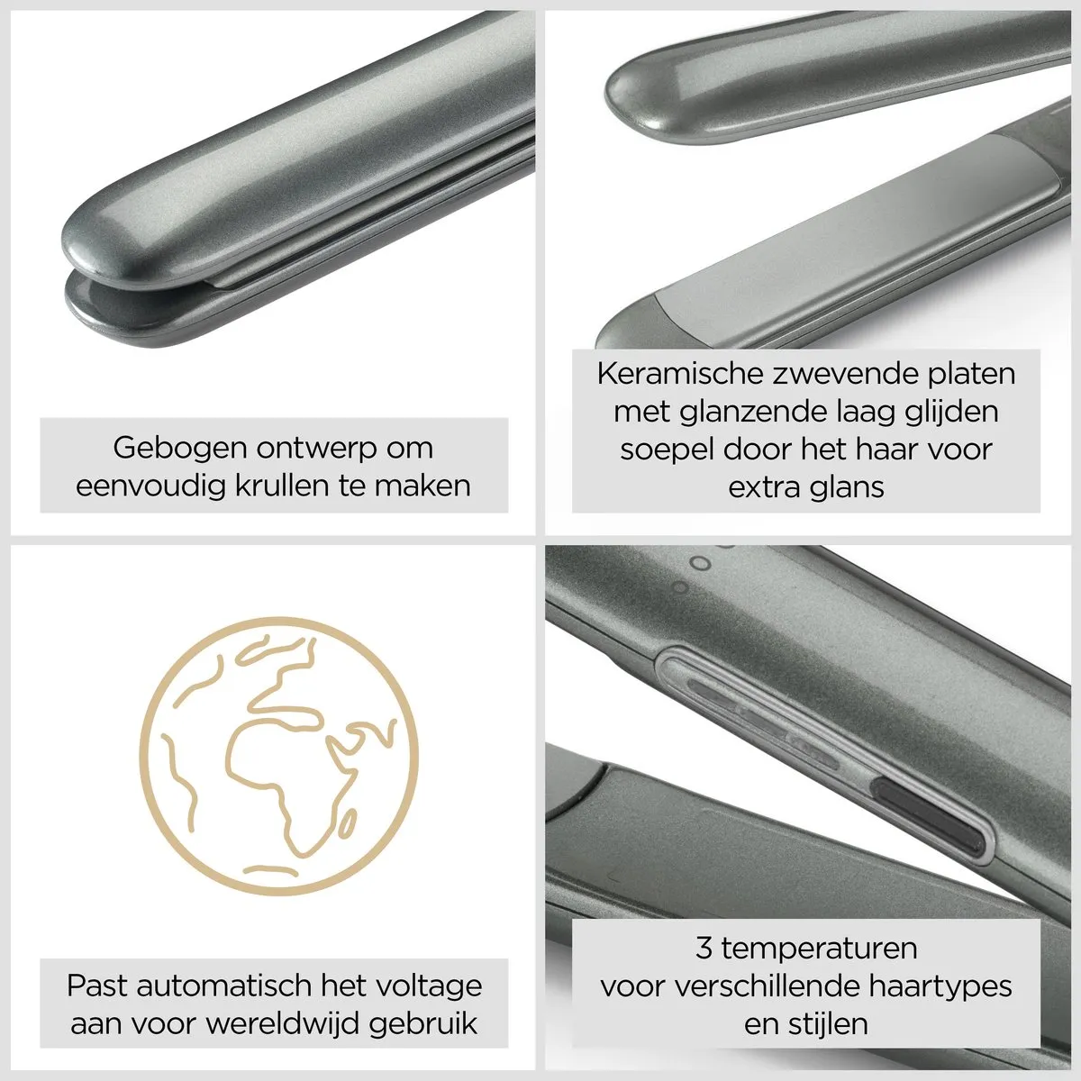 Babyliss Xanadu Stijltang ST261E - 3 Temperaturen - Kwarts-Keramische Platen - Xanadu Grey