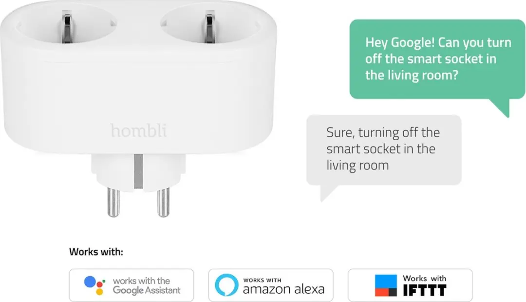 Hombli Smart Duo Socket WiFi - 2 Contacten - Wit