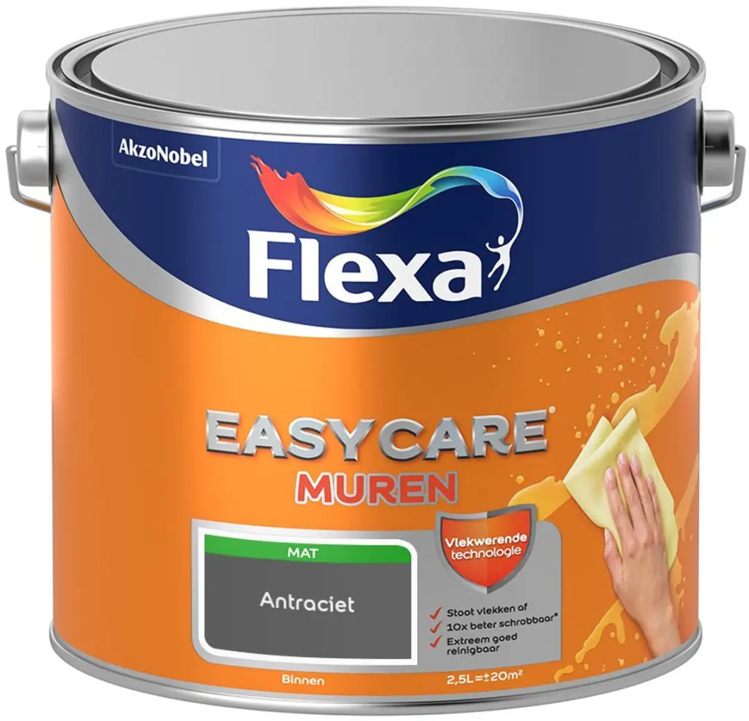 Flexa Easycare Murenverf Antraciet 2,5L
