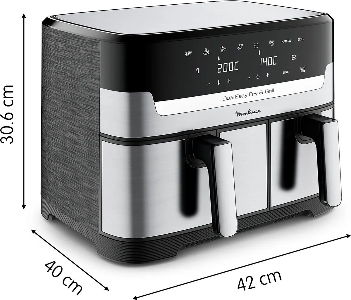 Moulinex Dual Easy Fry & Grill EZ905D20 Airfryer 8,3L - Zwart
