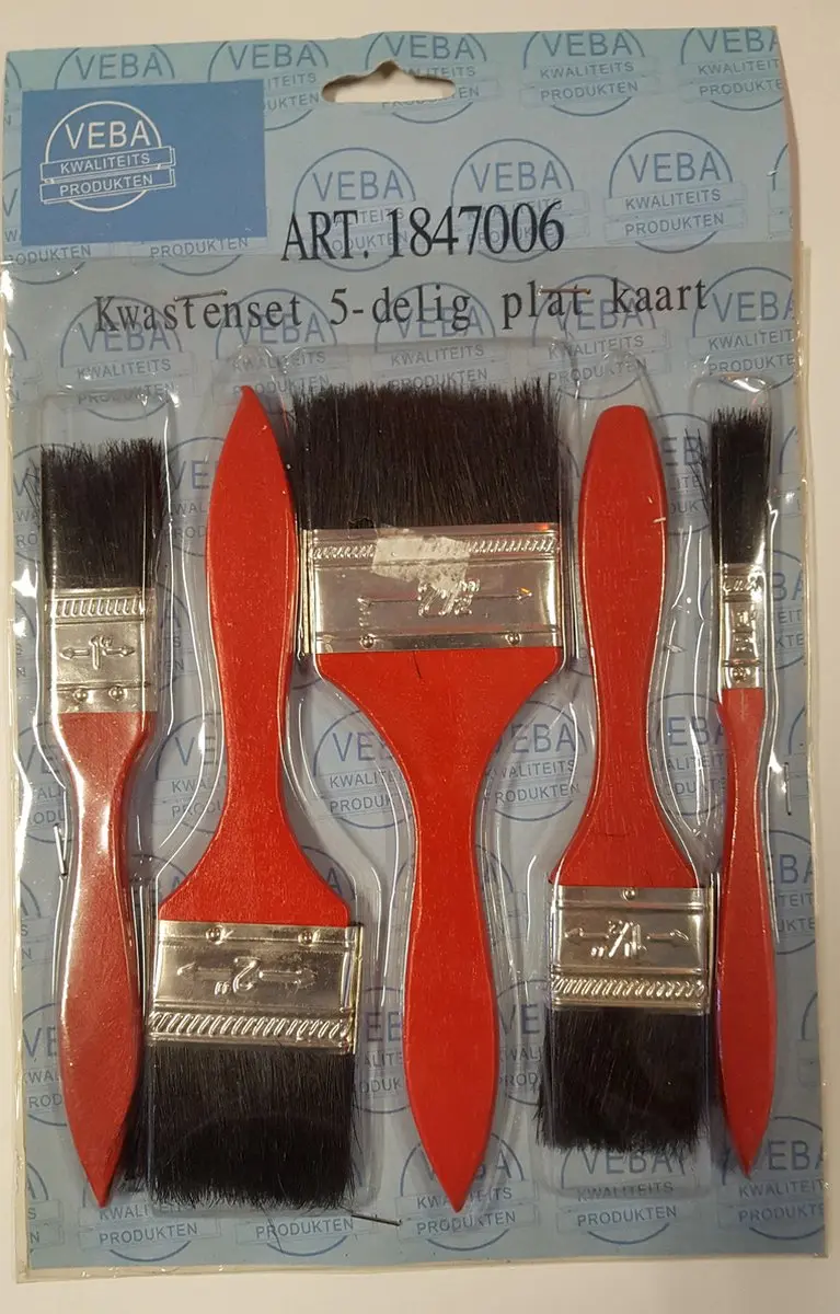 VEBA Kwastenset 5-delig Platte Wegwerpkwasten