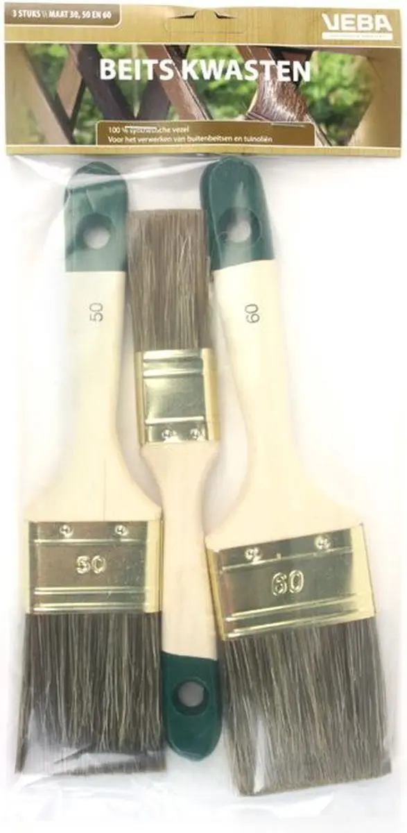 VEBA Platte Kwastenset Beits - 3-delig 30/50/60mm