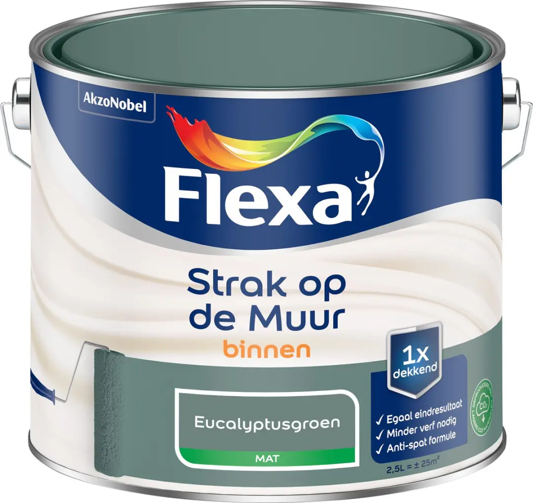Flexa Strak Op De Muur Binnenmat Eucalyptusgroen 2,5L