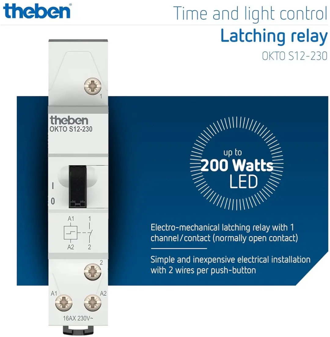 Theben OKTO S12-230 Impulsschakelaar 600W - Grijs
