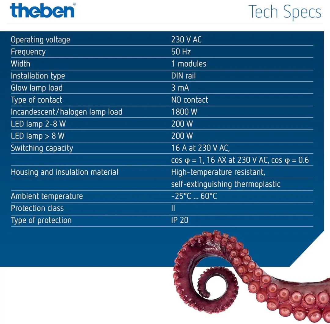 Theben OKTO S12-230 Impulsschakelaar 600W - Grijs