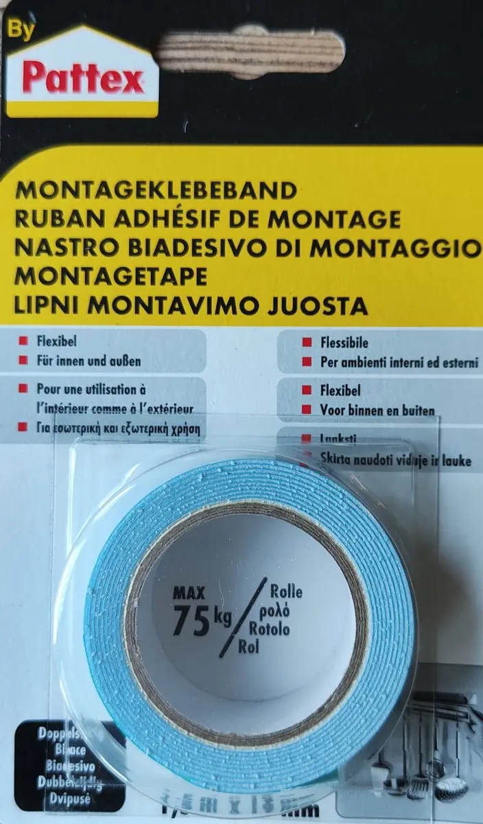 Pattex Montagetape Blauw 1,5m x 19mm