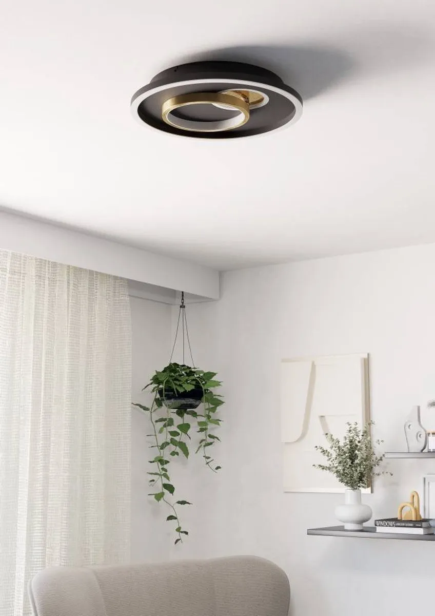Eglo Tiriolo Plafondlamp LED Ø38cm - Zwart/Goud