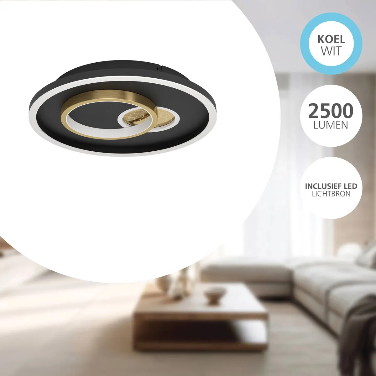 Eglo Tiriolo Plafondlamp LED Ø38cm - Zwart/Goud