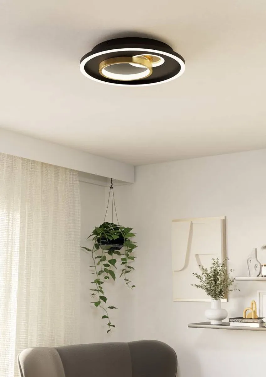 Eglo Tiriolo Plafondlamp LED Ø38cm - Zwart/Goud
