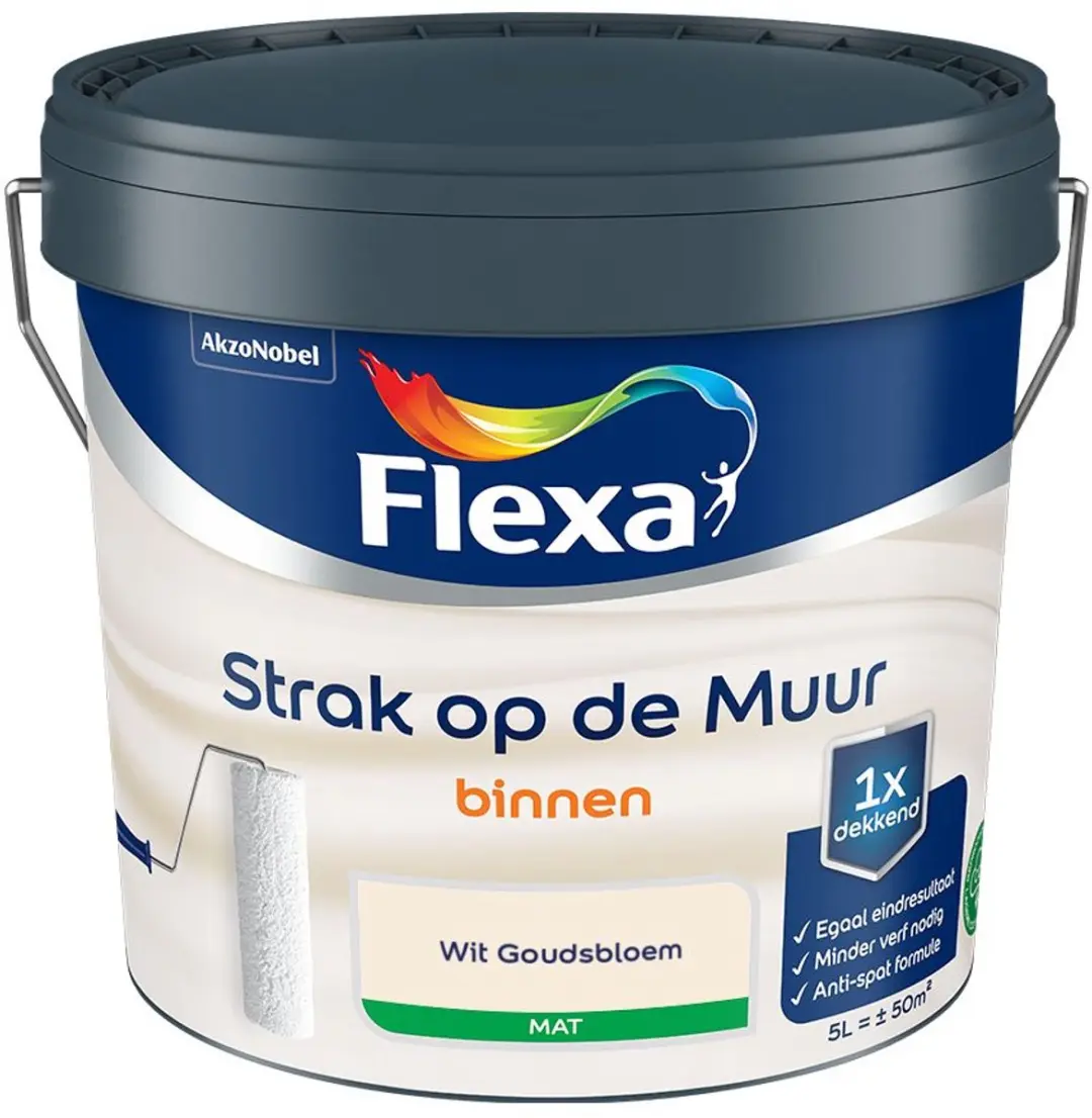 Flexa Strak Op De Muur Binnen Mat Wit Goudsbloem Mengverf 5L