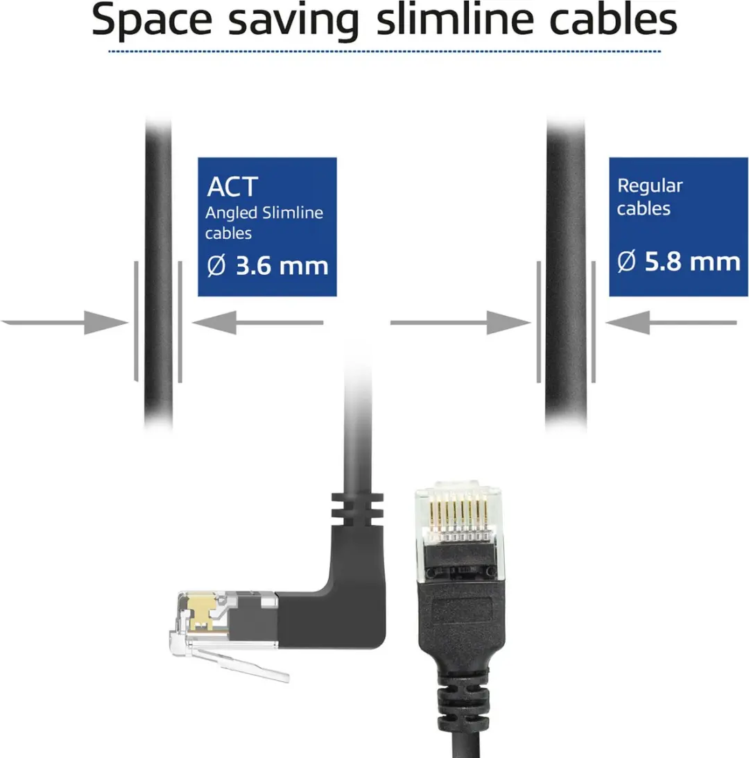 ACT DC4952 Patchkabel CAT6A U/UTP 0,25m - Zwart - 90° haaks