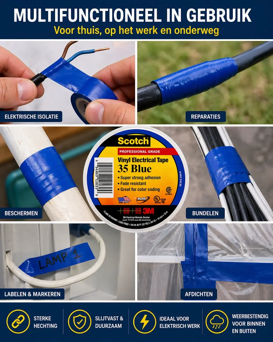 3M Scotch 35 Vinyltape Blauw 20mx19mm - afbeelding 3 van 5