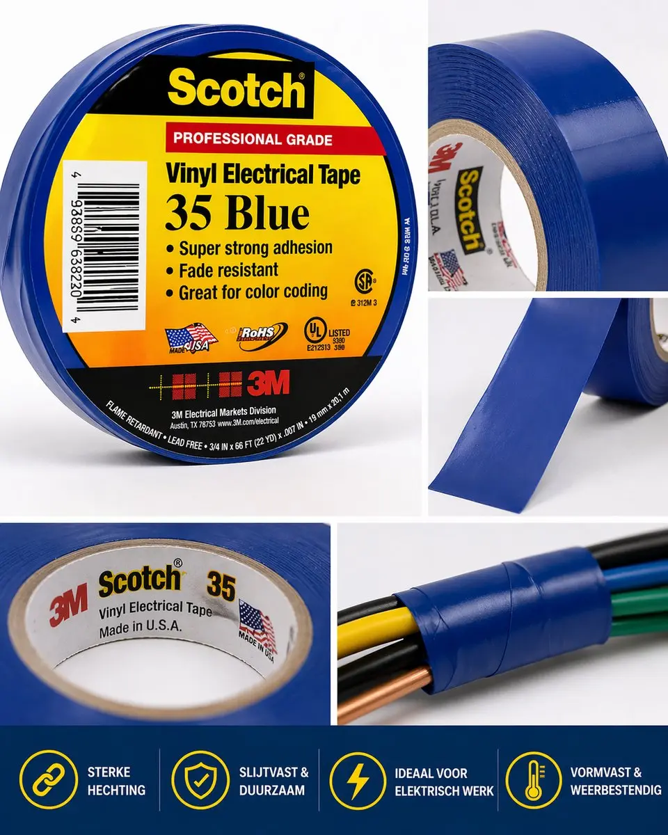 3M Scotch 35 Vinyltape Blauw 20mx19mm - afbeelding 2 van 5