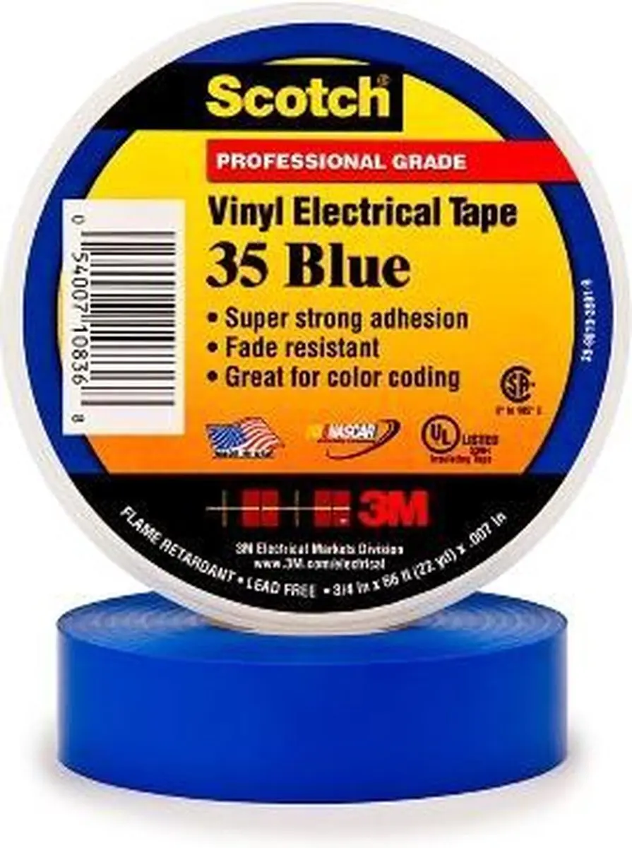 3M Scotch 35 Vinyltape Blauw 20mx19mm - afbeelding 5 van 5