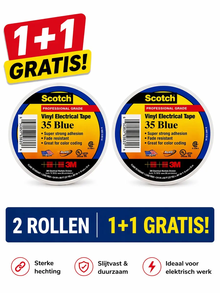 3M Scotch 35 Vinyltape Blauw 20mx19mm